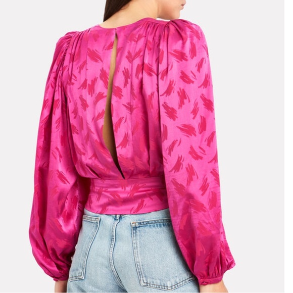 NWT Ronny Kobo Eugenia Jacquard Top Silk Blend Pink Size Small - Picture 2 of 16